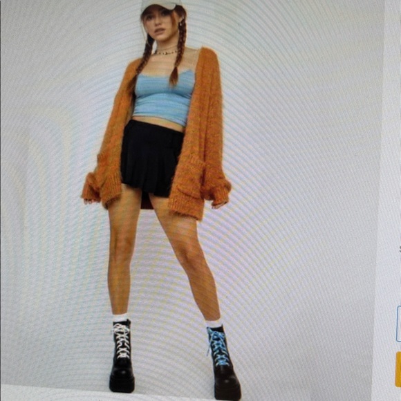 NWOT Free People Slouchy Oversized XS Button CiderBurntOrange Fuzzy Cardigan - Picture 2 of 11